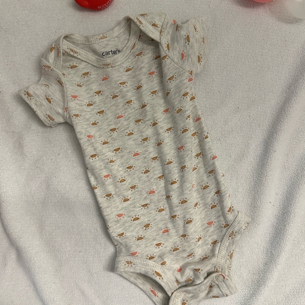 Carter's Gray and Pink Baby Onesie